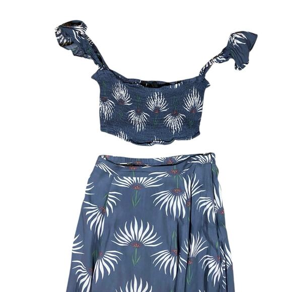 Lulus Trancoso Dusty Blue Floral Print Two-Piece Maxi Dress - XS - Picture 4 of 6